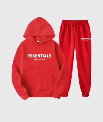 Essentials Fear of God Tracksuits Red (2)