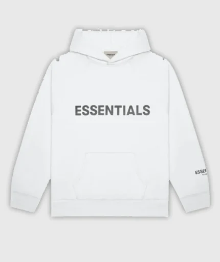 Fear of God Essentials Pull Over Hoodie Applique Logo White (2)